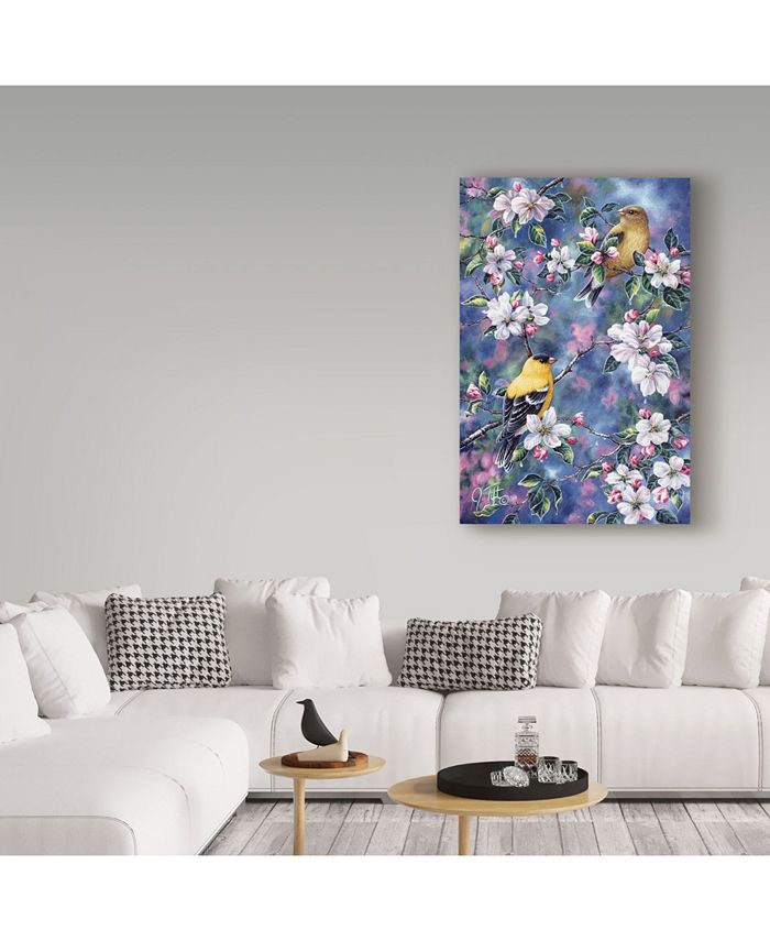 Trademark Global Jeff Tift 'Gold Finch And Blossoms' Canvas Art - 24