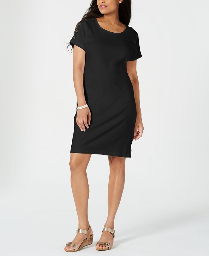 Karen Scott Cotton Button Shoulder Dress Created for Macy s Macy s