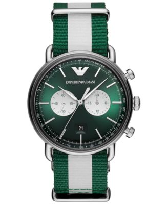 Green \u0026 White Nylon Strap Watch 43mm 