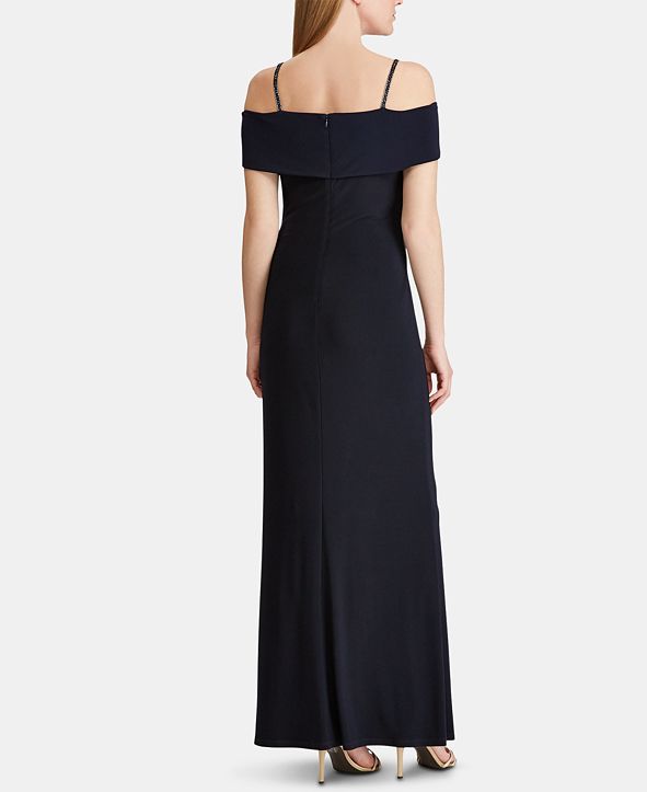 off the shoulder jersey gown la femme