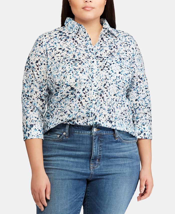 Lauren Ralph Lauren Plus Size StraightFit Cotton Shirt Macy's