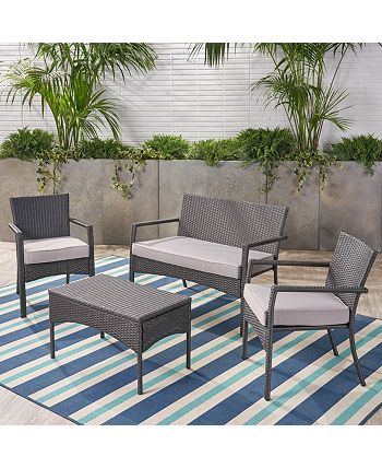 Noble House - Cancune Outdoor 4pc Seating Set, Quick Ship