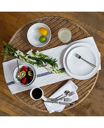 Classic White New Service for 4 16 Piece Set Euro Ceramica Essential Collection Porcelain Dinnerware and Serveware 