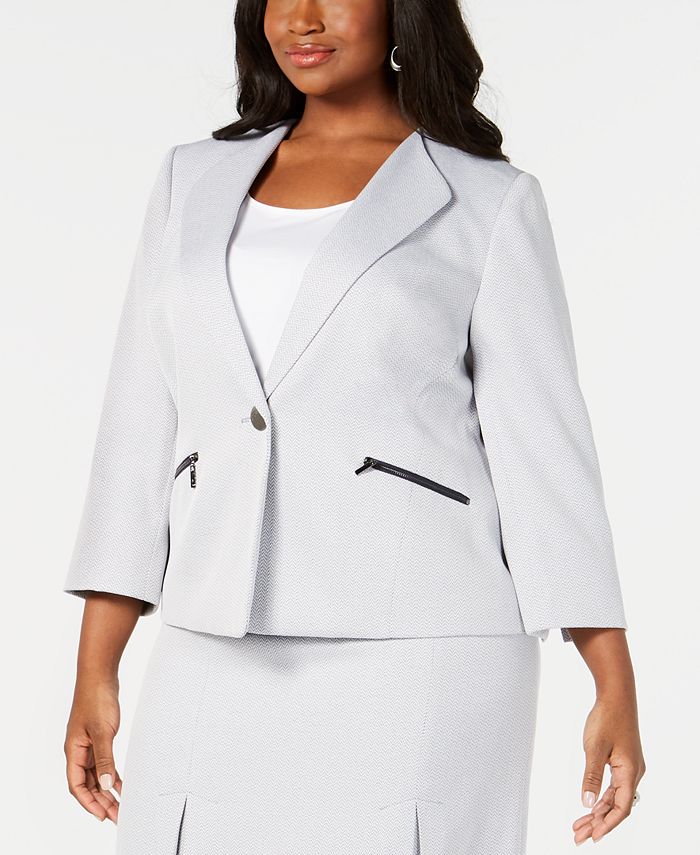 Le Suit Plus Size Single-Button Zip Skirt Suit - Macy's