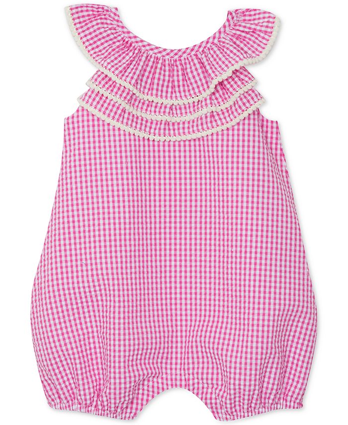 Rare Editions Baby Girls Gingham Triple Ruffle Romper Macy's