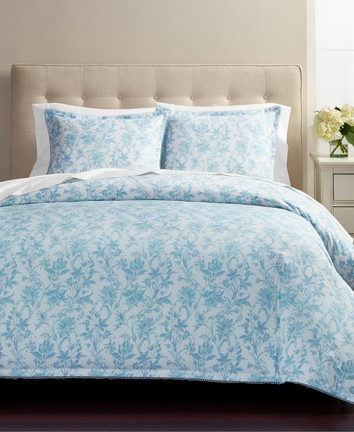 Martha Stewart Collection Floral Wave 3Pc. Full/Queen Comforter Set, Created for Macys Macy's