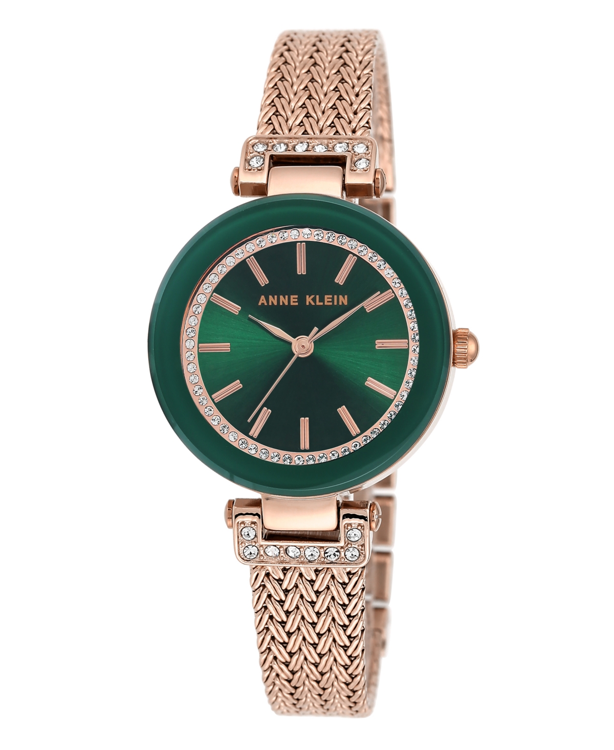 Anne Klein Sunray Dial With Premium Crystals Watch In Green