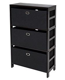 Torino 4-Pc Set Storage Shelf with Black Fabric Baskets