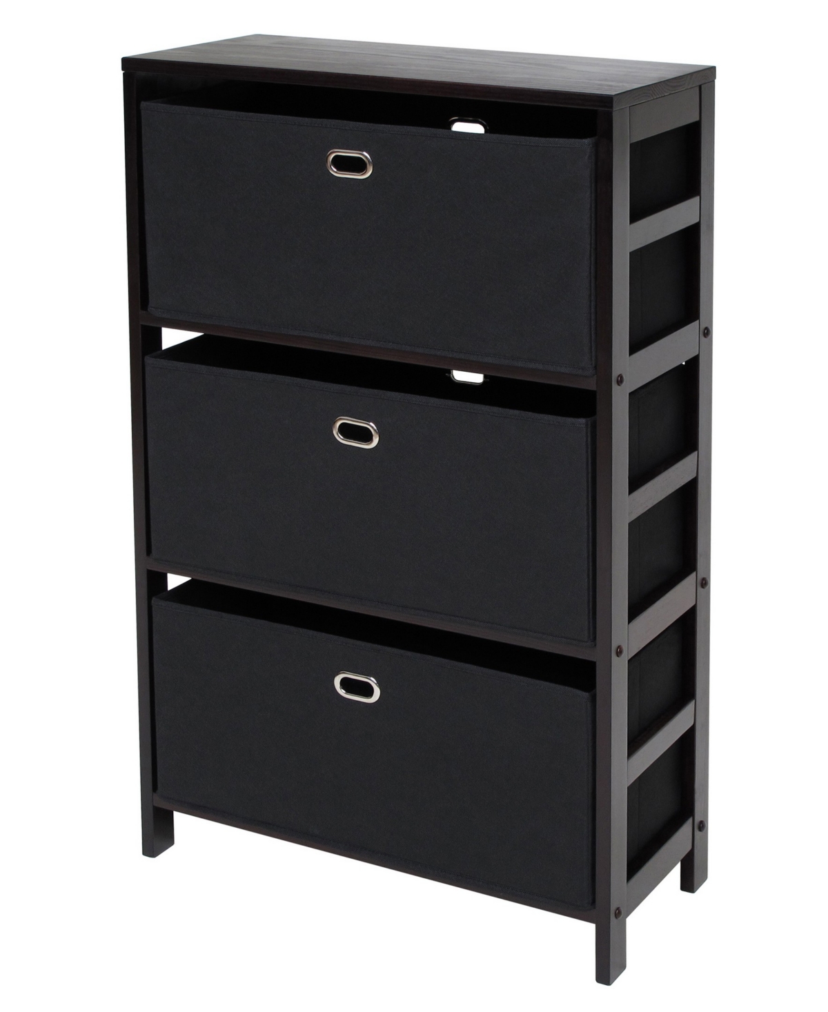 Torino 4-Pc Set Storage Shelf with Black Fabric Baskets - Espresso