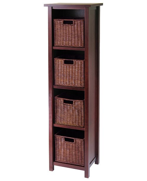 Winsome Milan 5pc Storage Shelf With Baskets Cabinet And 4