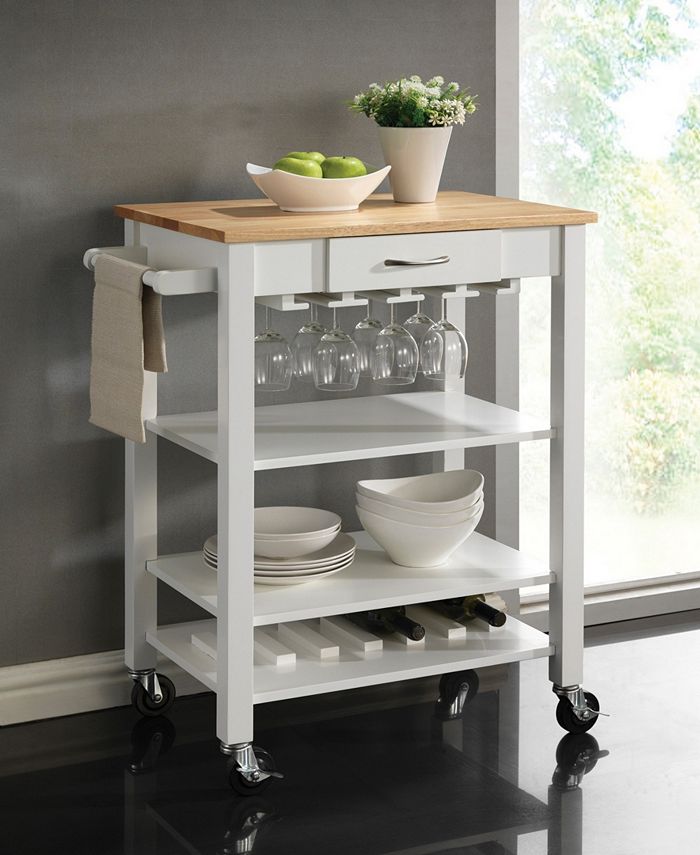 Coaster Home Furnishings Bluefield Kitchen Cart with Butcher Block Top
