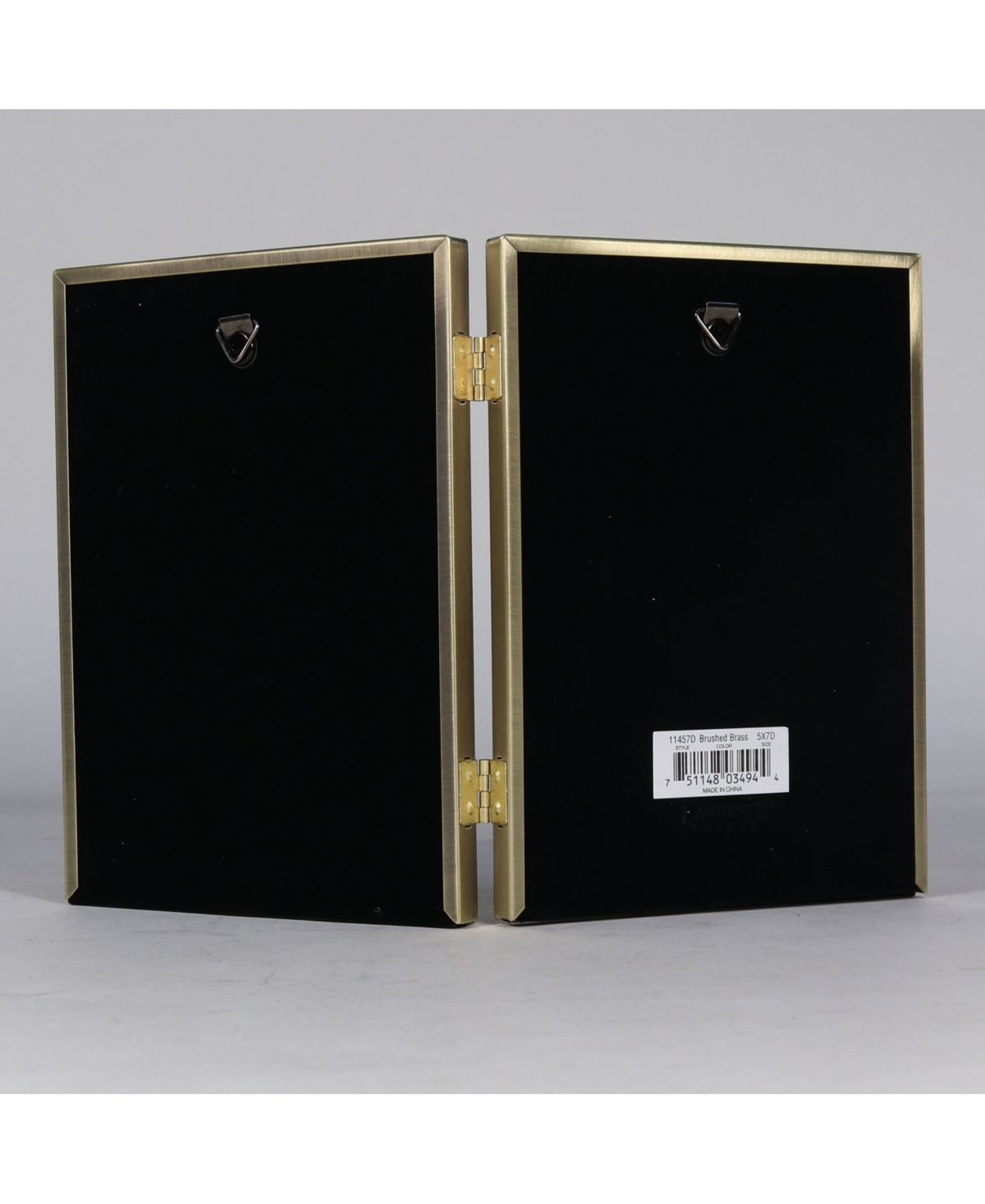 Lawrence Frames Antique Brass Hinged Double Picture Frame - Bead Border Design - 5