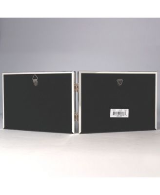 Polished Silver Plate Hinged Double Horizontal - Bead Border Design - 5" x 7"