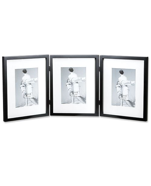 Lawrence Frames Black Wood 8x10 Hinged Triple Picture Frame