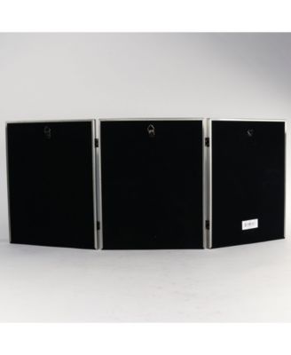 11580T Brushed Pewter Bead Hinged Triple Picture Frame - 8" x 10"