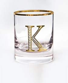 Monogram Rim and Letter K Double Old Fashioned Glasses, Set Of 4