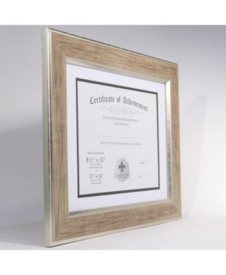 Dual Use Blonde 11" x 14" Certificate Picture Frame with Double Bevel Cut Matting For Document - 8.5" x 11"