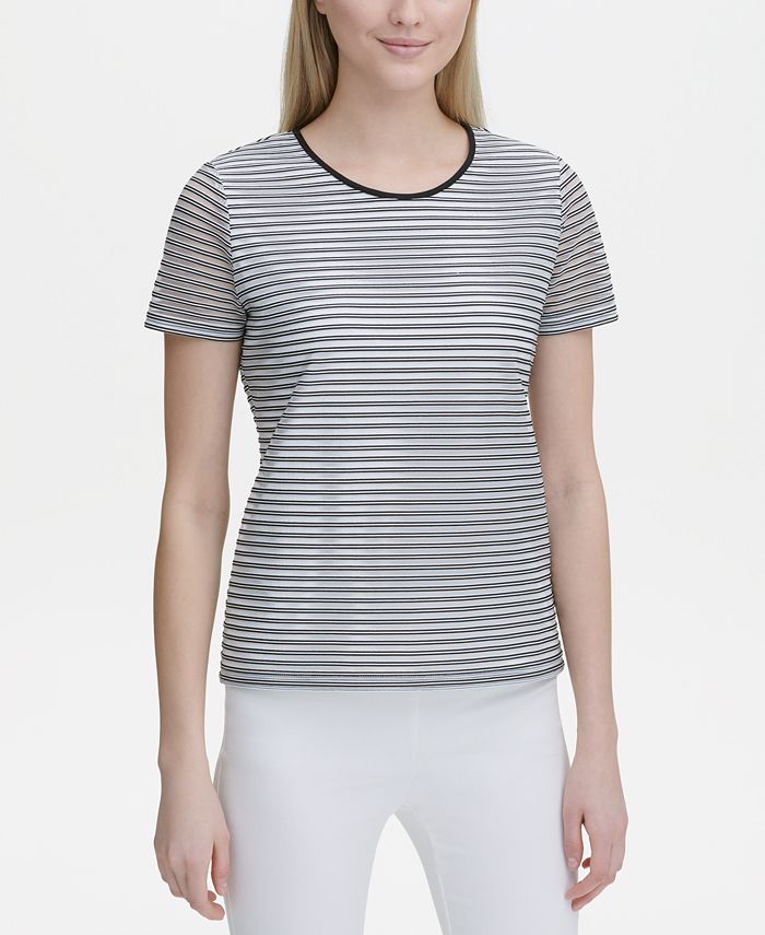 Calvin Klein Sheer-Stripe Top - Macy's