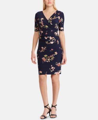 ralph lauren floral ruched dress