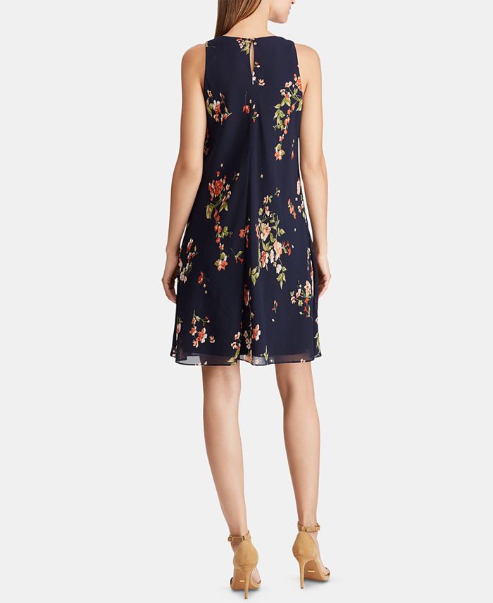 Lauren Ralph Lauren Floral-Print Georgette A-Line Dress - Macy's