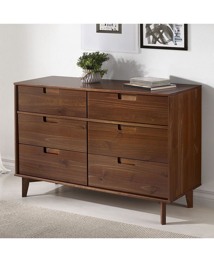 Walker Edison 6 Drawer Mid Century Modern Wood Dresser Macy's