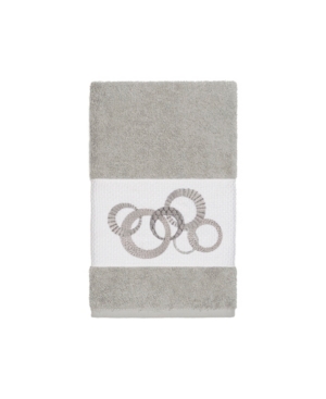 Linum Home Turkish Cotton Annabelle Embellished Hand Towel Bedding In Light Grey