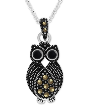 image of Onyx & Marcasite Owl 18