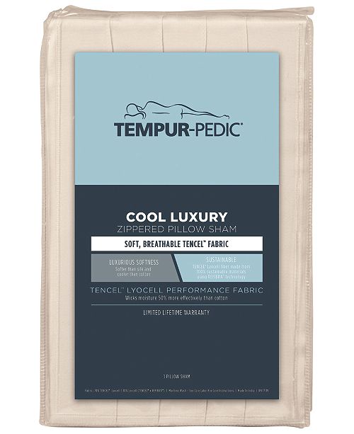 Tempur Pedic Cool Luxury Zippered Standard Queen Pillow Sham