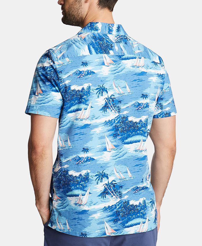 Nautica Men's Big and Tall Blue Sail Printed Camp Shirt, Created for ...