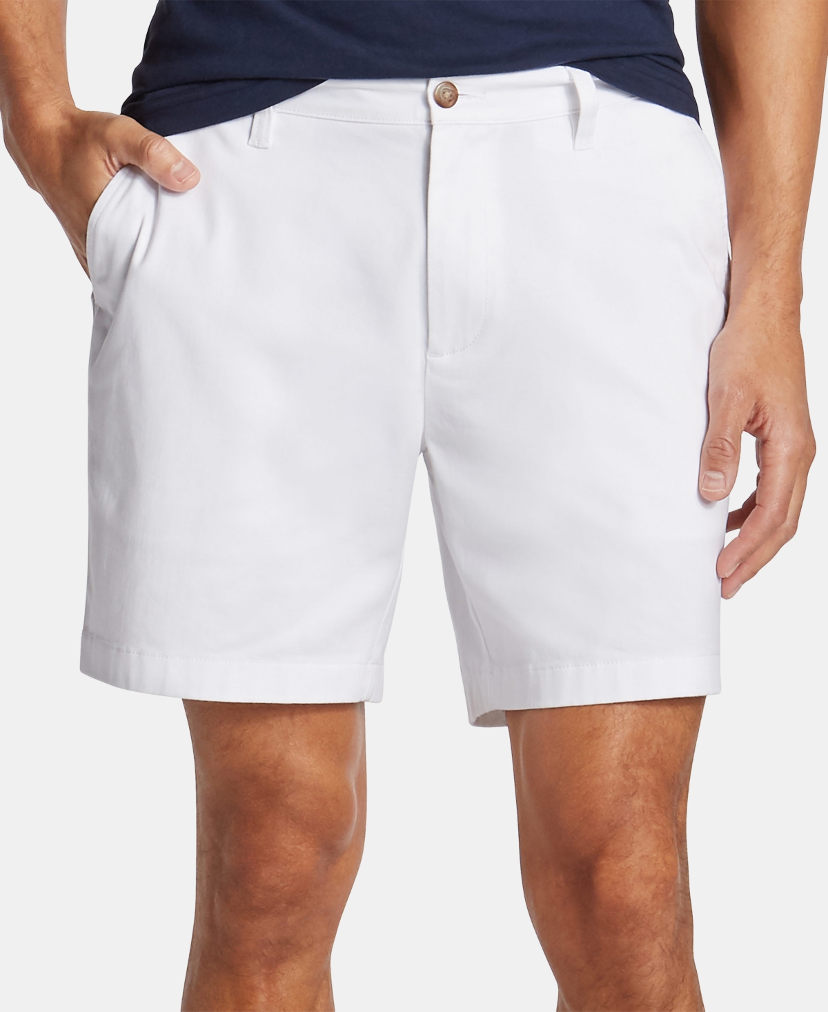 Men's Classic-Fit Stretch Flat-Front 6" Chino Deck Shorts - Blue Indigo