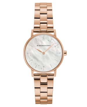 image of Bcbgmaxazria Ladies Round Rose Goldtone Stainless Steel Bracelet Watch, 32mm