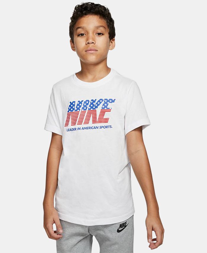 Nike Big Boys Red, White & Blue Logo Cotton T-Shirt - Macy's