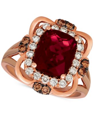 Le Vian - Raspberry Rhodolite (3-1/6 ct. t.w.) & Diamond (5/8 ct. t.w.) Ring in 14k Rose Gold