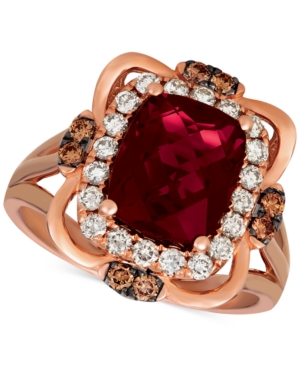 image of Le Vian Raspberry Rhodolite Garnet (3-1/6 ct. t.w.) & Diamond (5/8 ct. t.w.) Ring in 14k Rose Gold
