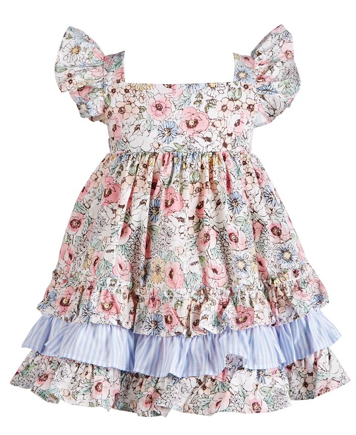 Bonnie Baby Baby Girls Multicolor Floral-Print 3-Tiered Dress - Macy's