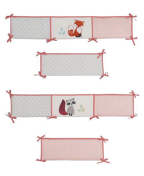 Lambs & Ivy Little Woodland Fox and Raccoon 4Piece Baby Crib Bumper