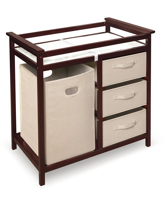 Badger Basket Modern Baby Changing Table with Hamper and 3 Baskets