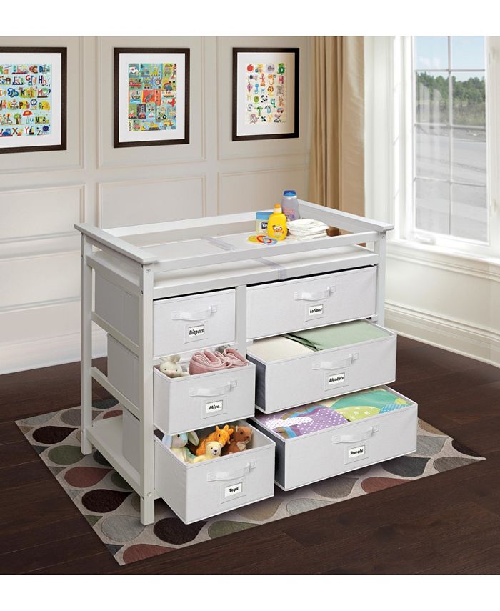 Badger Basket Modern Baby Changing Table with Six Baskets OVERMAX