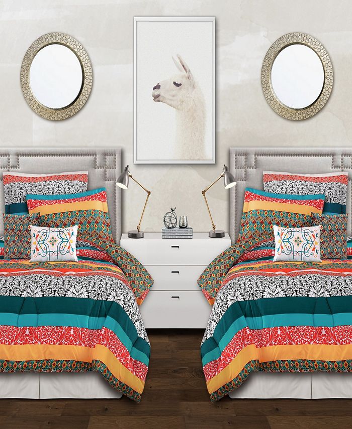 Lush Décor - Bohemian Stripe 5-Piece Twin XL Comforter Set