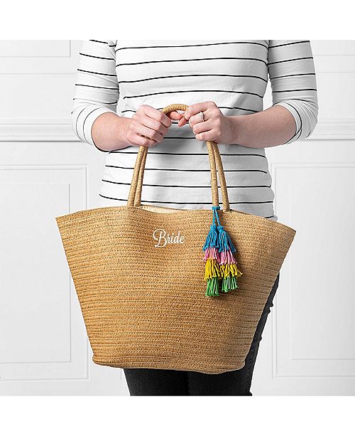 Cathy's Concepts Bride Straw Tote & Reviews Handbags & Accessories