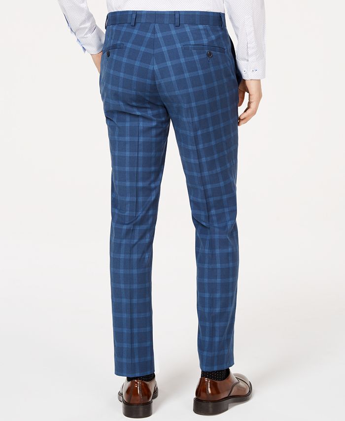 Kenneth Cole Unlisted Men's Slim-Fit Stretch Blue Graph Plaid Suit - Macy's