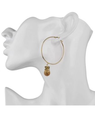 Cubic Zirconia Pineapple Extra Large Hoop Earrings 