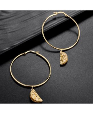 Cubic Zirconia Lemon Hoop Earring