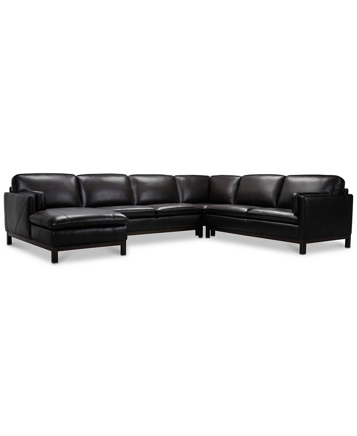 Furniture Virton 136" 4Pc. Leather Chaise Sectional Sofa, Created for