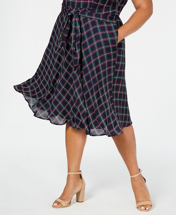 Jessica Howard Plus Size Sleeveless Tie-Front Dress - Macy's