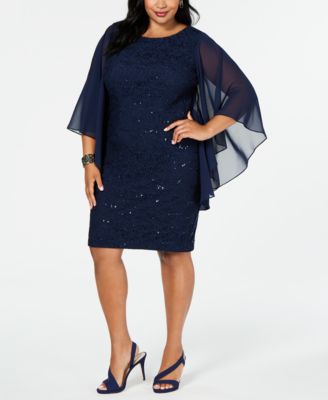 cape sleeve dress plus size