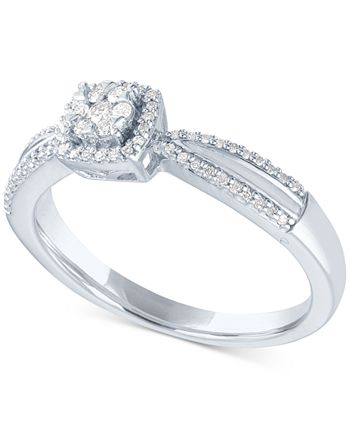 Promised Love Diamond Cluster Promise Ring (1/6 ct. t.w.) in Sterling ...