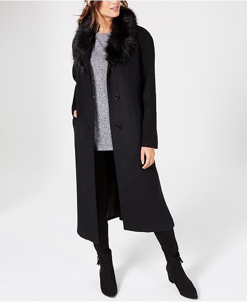 Jones New York Faux Fur Collar Maxi Coat Reviews Coats Women