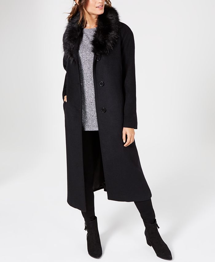 Jones New York FauxFurCollar Maxi Coat Macy's