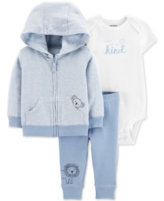 Carter's - Baby Boys 3-Pc Printed Cotton Hoodie, Bodysuit & Pants Set